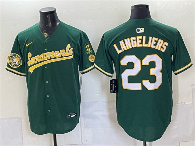 Men's Oakland Athletics #23 Shea Langeliers 2026 Green Alternate Sacramento Celebrating 125 Years Vapor Limited Stitched Baseball Jersey Men's Oakland Athletics #23 Shea Langeliers 2026 Green Alternate Sacramento Celebrating 125 Years Vapor Limited Stitched Baseball Jersey